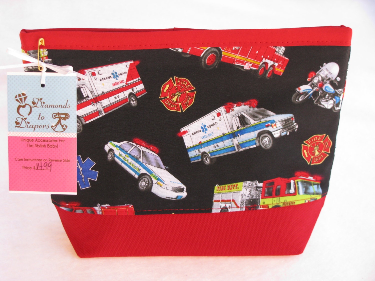 Emergency Vehicles Boys Toiletry Bag Large Size