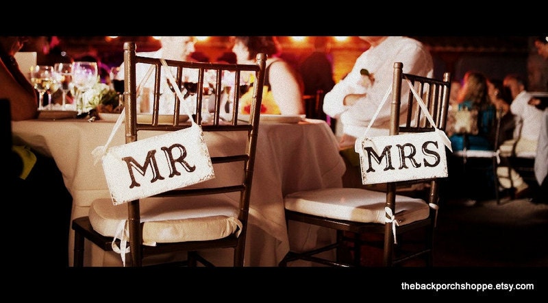 MR & MRS 9 x 5 Chair Signs Visit My Store for OVER 100 Different Wedding Signs