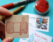 Skein of Yarn With Crochet Hook - Hand Carved Rubber Stamp