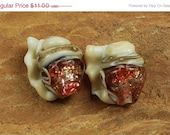 On Sale Glass Lampwork Beads, Coral SeaShells SRA 687 by CCDesign