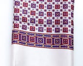 Vintage Scarf Rayon Silky MOD Scarf with Fringed Edge Geometric Unisex 1960s