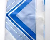 Vintage 70s Scarf Blue White Chevron Banner Scarf Long 1930s Style