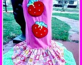 girls custom boutique Strawberry Shortcake appliqué knit twirl Dress  6X 7 8 spring summer