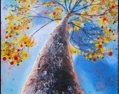 CLEARANCE Reaching for Heaven Big Original 24" x 24"   Tree Art Painting on canvas by Christina Colwell, Modern Contemporary Folk Art