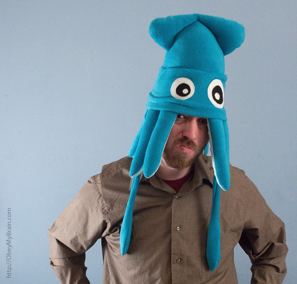 Squid Hat Plush - Medium Turquoise Fleece
