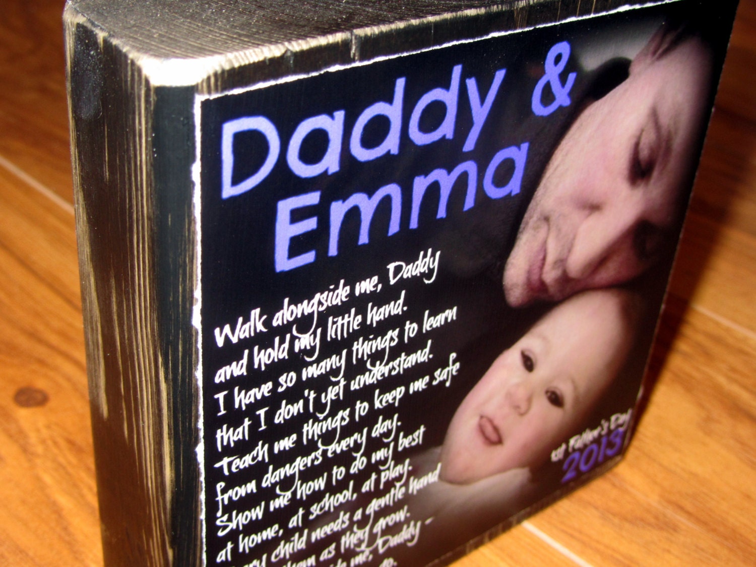 Father's Day GIFT- Walk With Me Daddy- First Father's Day PERSoNALIZED Larger Photo Poem Blocks