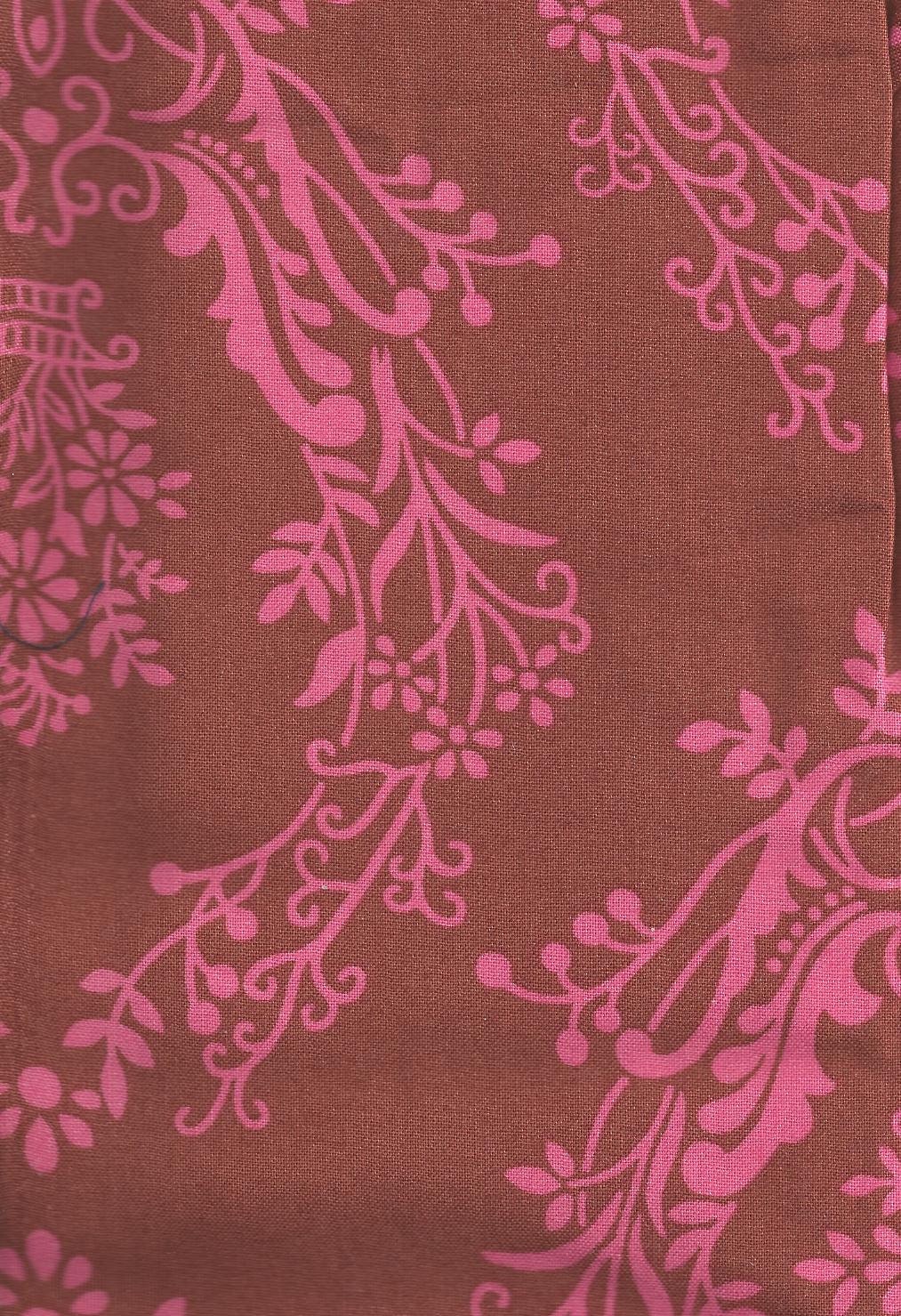 Brown with Pink Damask print 1/2 yard Cotton Fabric