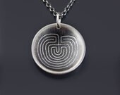 Etched Silver Labyrinth Necklace