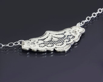 Etched Silver Lace Necklace (No. 2) - elegant sterling silver by Lisa Hopkins Design