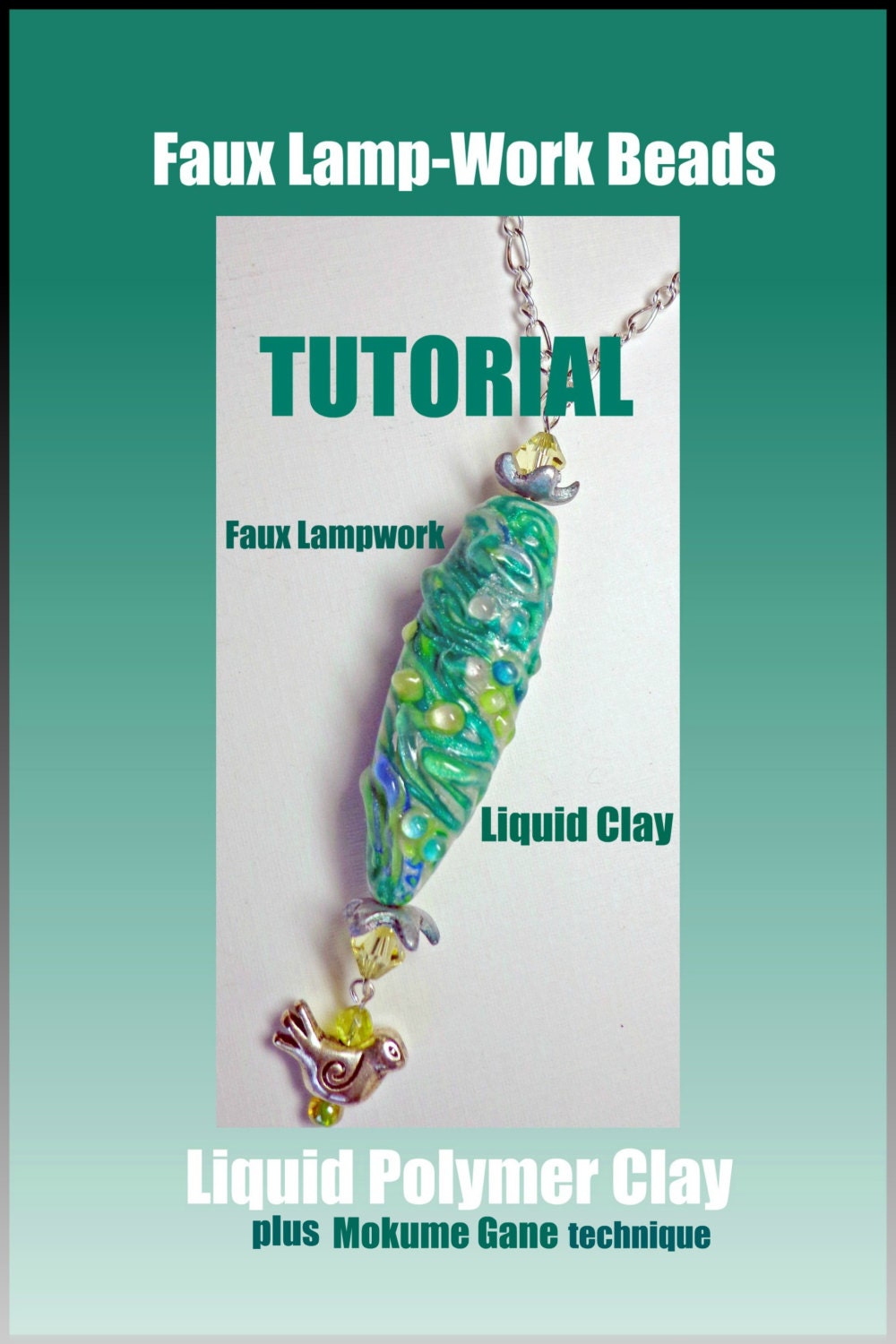 polymer clay Tutorial Faux Lampwork Focal Beads & Mokume Gane, Instant Download PDF