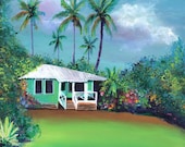 Kauai Plantation Living Original Acrylic Cottage House Painting  from Kauai Hawaii by Marionette