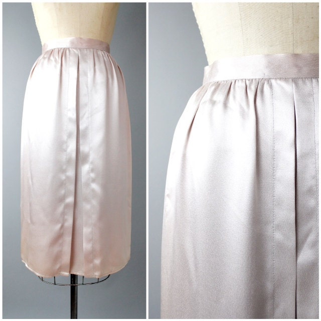 Vintage Joseph Magnin Pale Pink Satin Layered Skirt / s