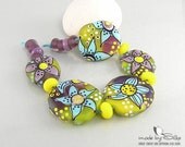 15 handmade lampwork beads -- free-formed -- A p p e a r a n c e  I n  B l u e  -- SRA -- glass set -- made by Silke Buechler