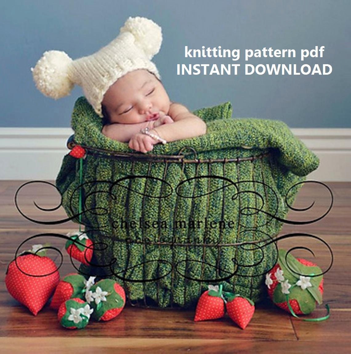 INSTANT DOWNLOAD Chunky Jester Pompom Baby Hat Knitting Pattern, PDF 110 -- Very Easy -- Sell your hats -- Over 16,000 patterns sold