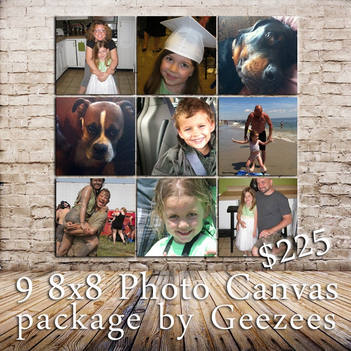 Photo Canvas Package using your Regular or Instagram photos 9 8X8's