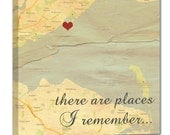 Romantic Map with Quote Art Customized with Places and Names 10X10 Custom Canvas