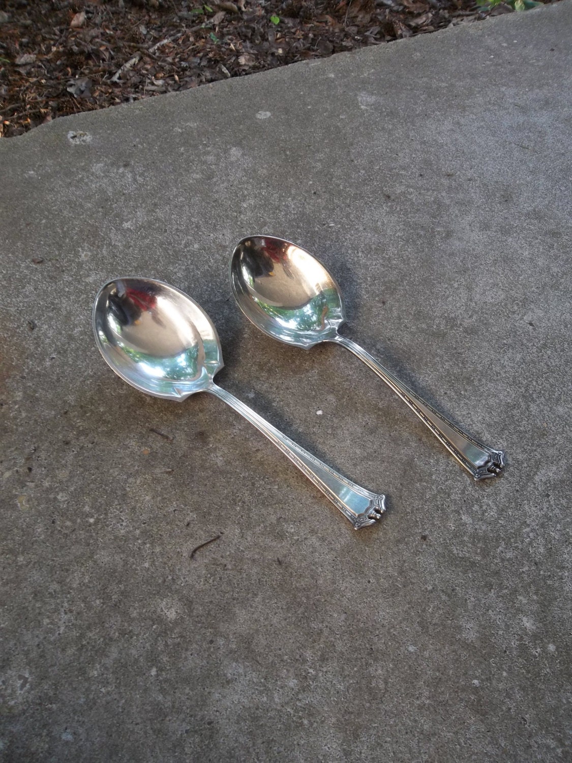 Vintage Flatware Silver Plate Serving Spoons 1847 Rogers Bros Wedding Decor Table Settings Casserole Spoon French Country Set of 2