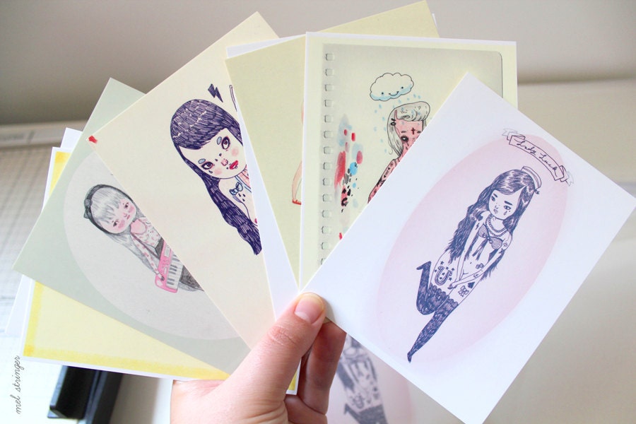 DISCOUNTED Postcard / Print 'Dominique Dreary' by Mel Stringer