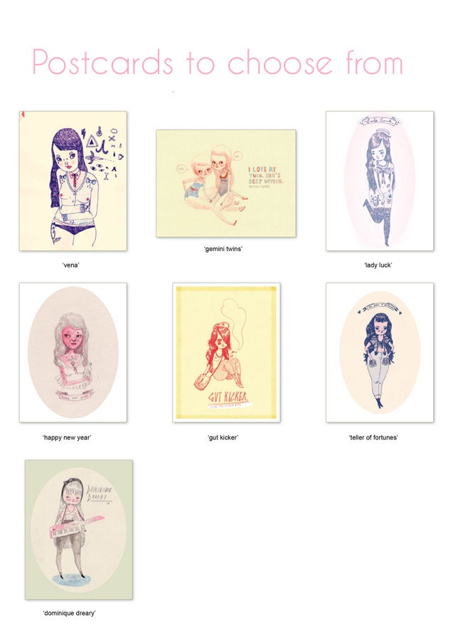 DISCOUNTED Postcard / Print 'Dominique Dreary' by Mel Stringer