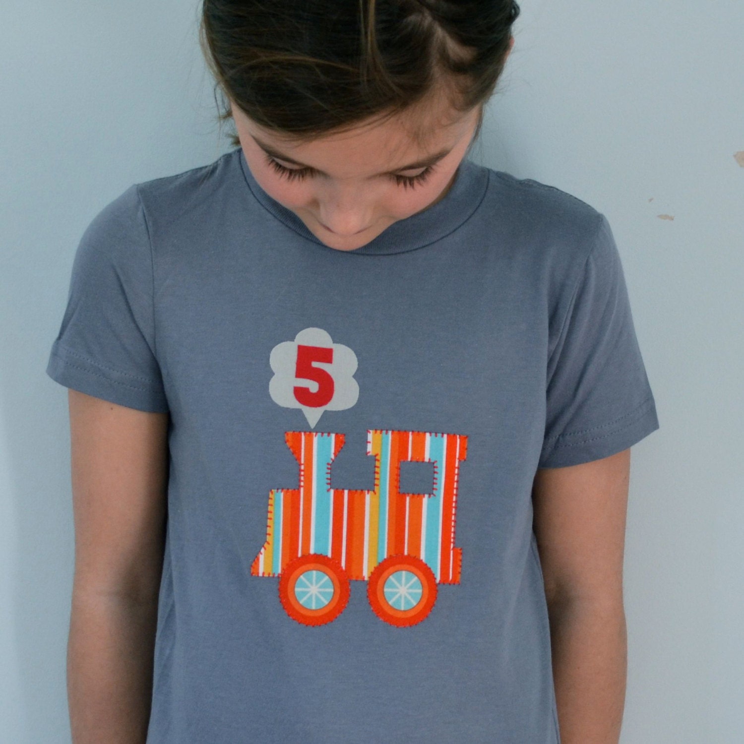 Birthday train, Toddler and Children's Slate Grey T-shirt
