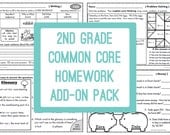 2nd Grade Common Core Homework Add-On Pack