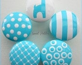 Hand Painted Knobs - Dresser Drawer - Giraffe - Polka Dots - Stripes - Tiffany Blue - Drawer Pulls