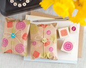 Vintage Sewing Buttons Rubber Stamp Set - Wood Mounted - Great 4 Weddings Scrapbooks Cardmaking Packaging DIY Crafts & More