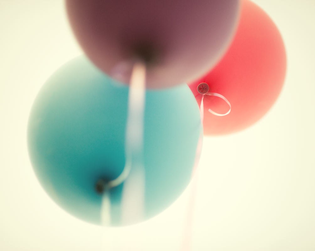 Spring photography, Balloon Print, pastel decor, soft blue,  8x10 photograph