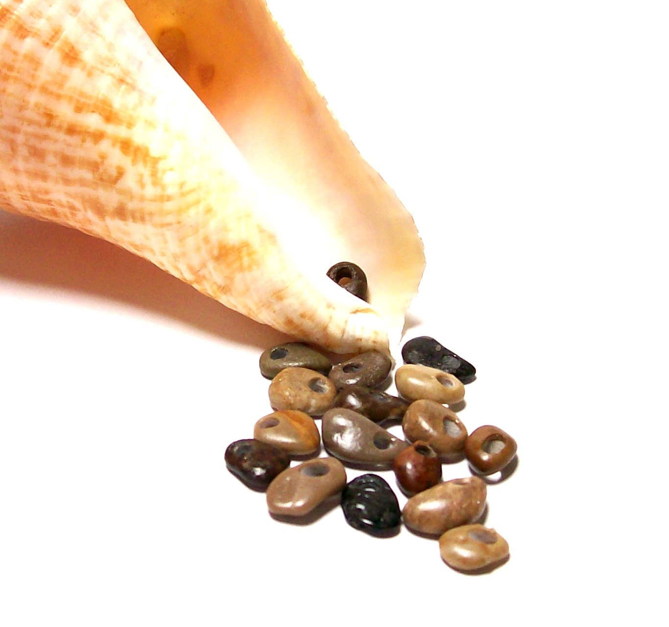 Little Beach Stones Pebbles Jewelry Beads -Organic River Rock Tiny Charm Dangles "Sand Fleas" by StoneMe