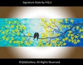 36" Abstract Contemporary Landscape Painting Original Modern Heavy Texture Impasto Wall Décor "The Land of Freedom" by QiQigallery