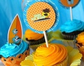 Set of 12 Summer Surfer Beach Pool Party Cupcake Toppers Il_170x135