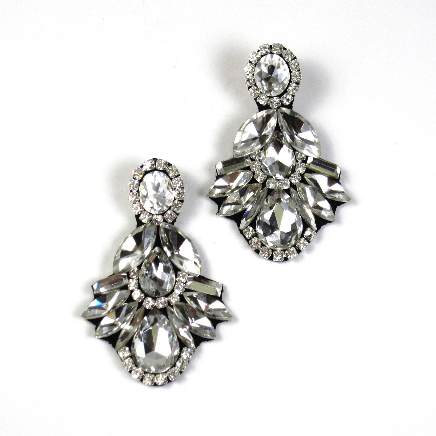 Statement earrings Swarovski crystal statement stud drop earrings