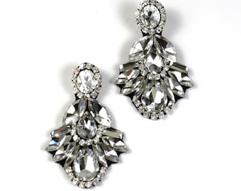 Statement earrings Swarovski crystal statement stud drop earrings