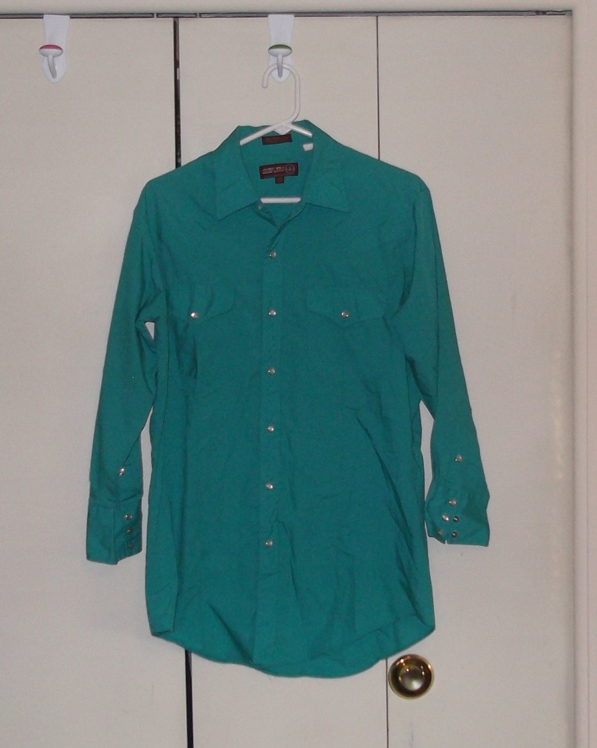 Vintage 1980s sheplers western longsleeve shirt green pearl buttons