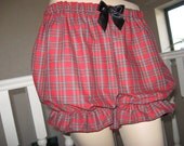 Sequoia ,Black,Red Tartan Check,Pantalooms festival  frilly Sissy Bloomers,All Sizes Goth,Rock,Lolita