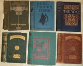 6 Vintage Cloth BOOK COVERS for Repurpose...Crafts...Mixed Media Art...1881 to 1954...Victorian w Gilt...Art Nouveau