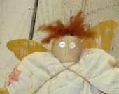HALF PRICE SALE /primitive folk art angel / little angel doll / angel ornament / folk art angel / grubby angel quilt dress