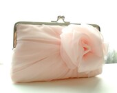Pale Pink Chiffon Rose Clutch - Size Large - MADE TO ORDER