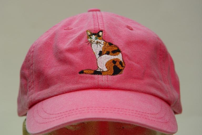 CALICO CAT HAT - One Embroidered Men Women Cap - Price Embroidery Apparel - 24 Color Caps Available