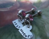 Best B%tches MATURE content belly button rings. Set of 2. Sterling silver friendship jewerly.  BFF Best Friend gift