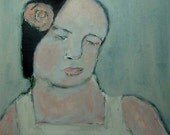Acrylic Portrait Painting - Girl, Eyes Closed, Muted Colors, Soft, Angelic, Peacefully, Calm, Sad, Melancholy