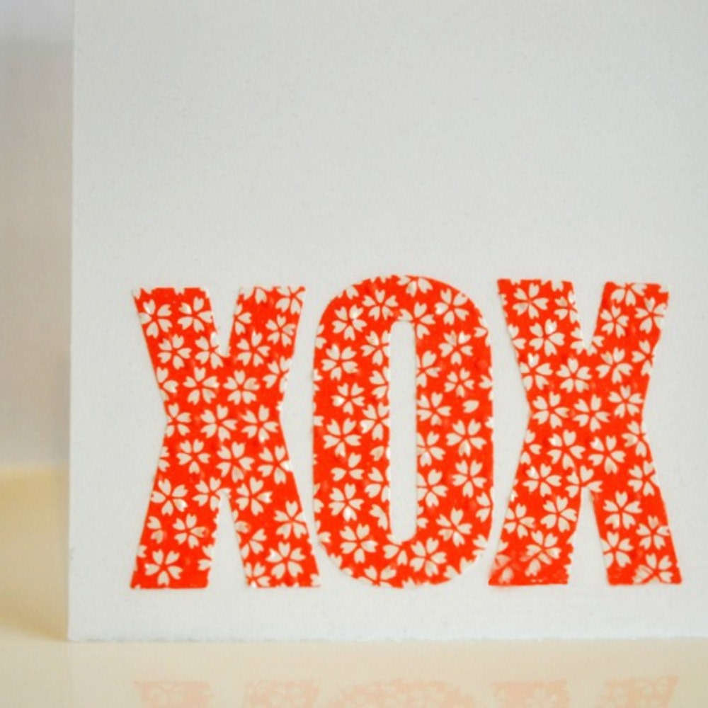 Gift Card XOX Love Red Origami Flowers