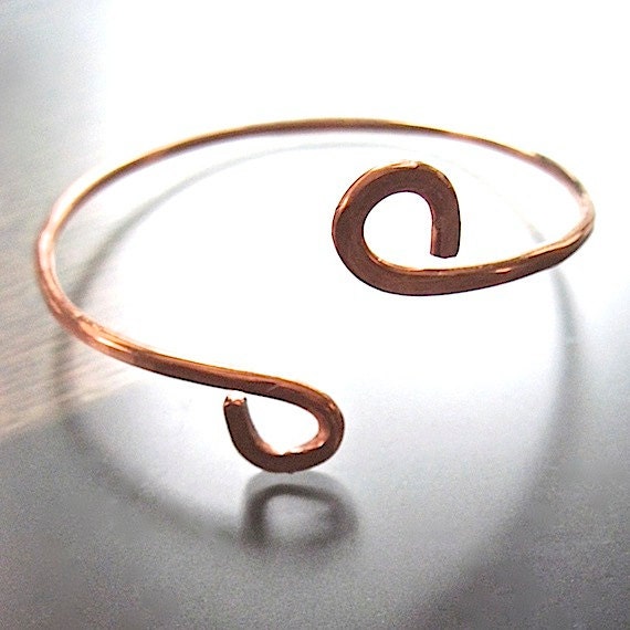 Rustic Unisex Cuff Bracelet Eco Friendly Copper Hammered Metalwork, Minimalist, Primitive