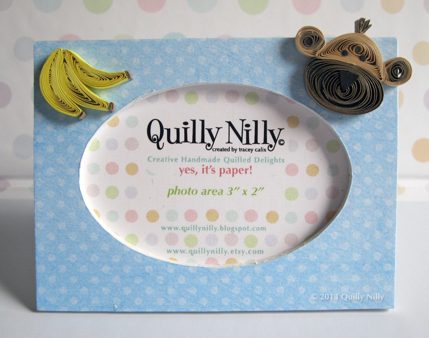 Paper Quilled Monkey Mini Frame, READY to SHIP