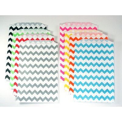 Chevron Middy Bitty Favor Bags (20) - 9 colors to choose from - Party Favor or Treat Bags