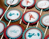 Mary Poppins Cupcake Toppers Carnival Birthday Party Cupcake Toppers set of 12 by Belleza e Luce Il_170x135
