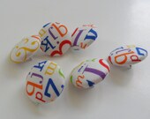 Alphabet Letters - Decorative Fabric Covered Push Pin Thumbtack Set