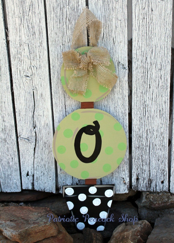 Topiary Wooden Door Hanger Art- Patriotic Peacock Original
