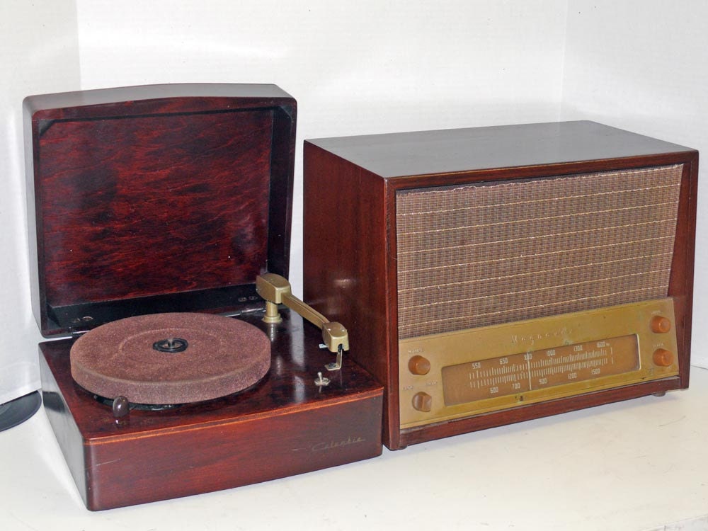 1950's Magnavox Radio and Columbia Record Player with Warranty