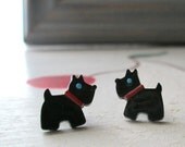 SCOTTIE DOG EARRINGS Vintage Black Post